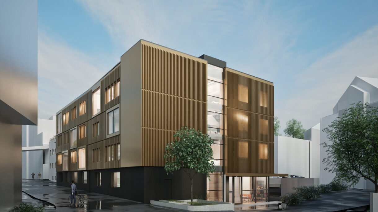 Rendering av planlagt fasade for Føniks-bygget