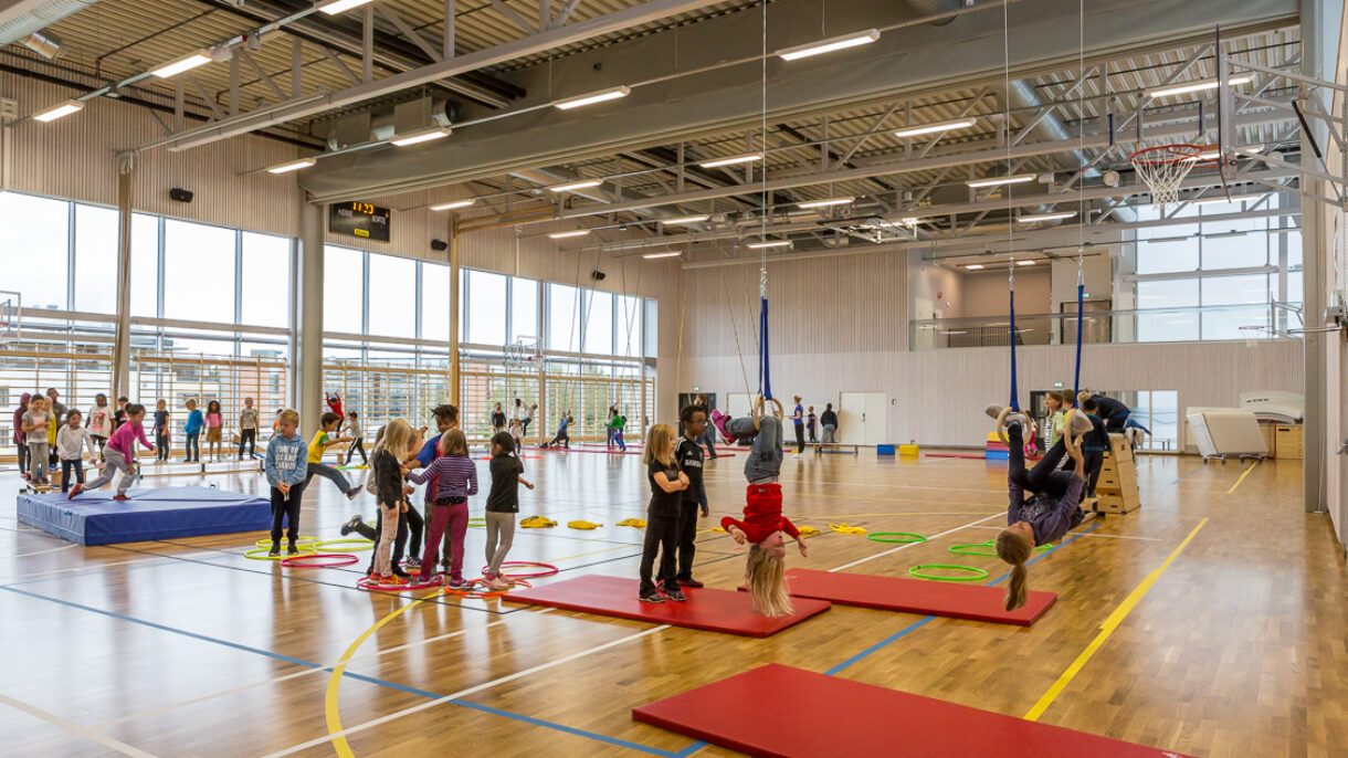 Gymsal i bruk. Foto