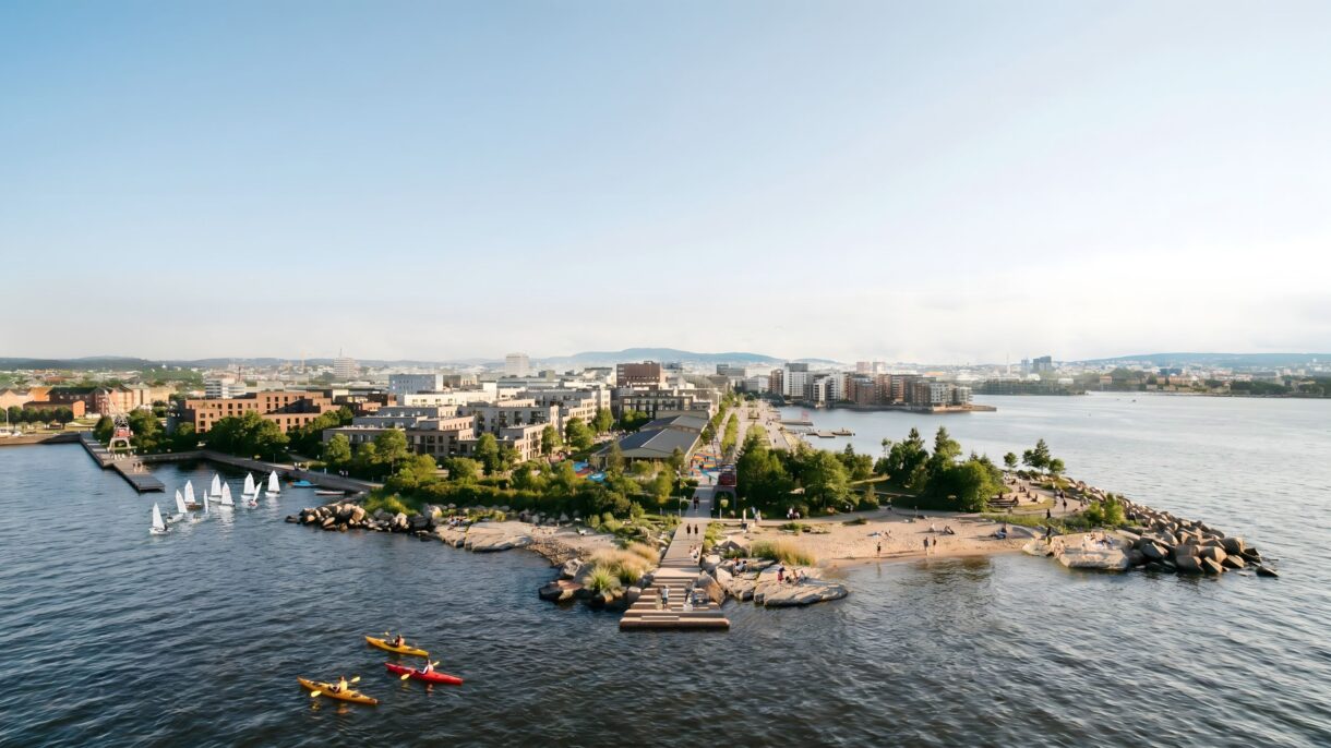 Fugleperspektiv av havneområde. Rendering.