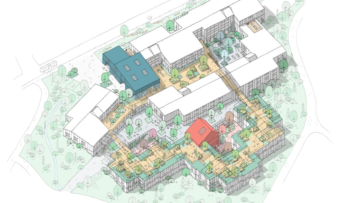 Aksonometri som viser planlagt situasjon