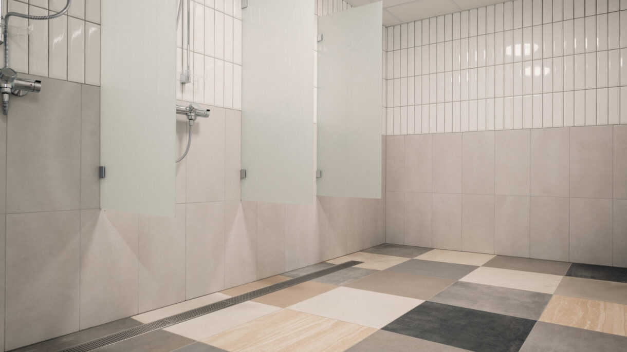 Garderobe med gjebbruksfliser