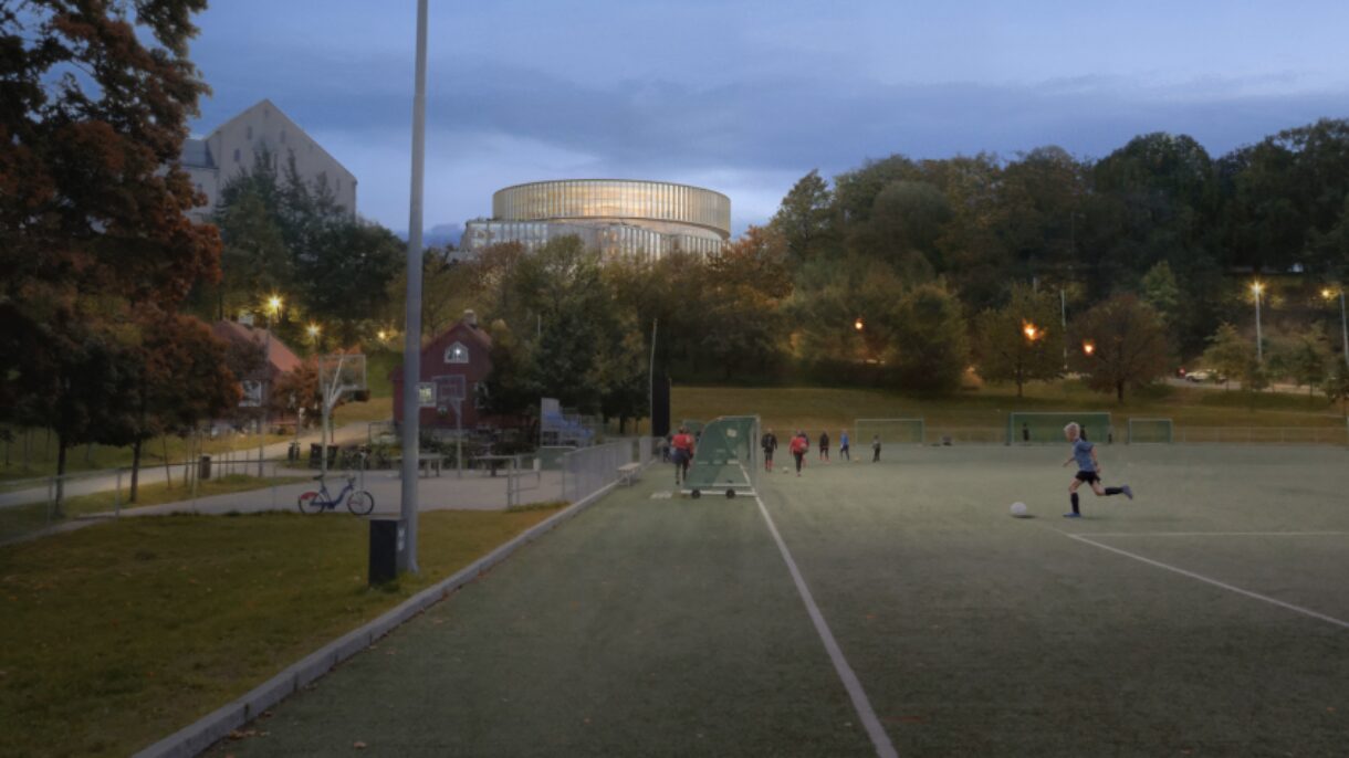 Rendering av nytt NRK sett fra Tøyenparken.