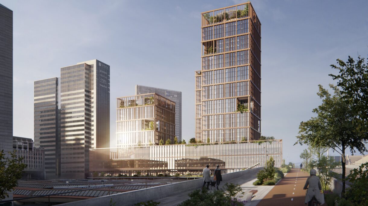 Nylandsbroen med Oslo Horisont i bakkant. Rendering.