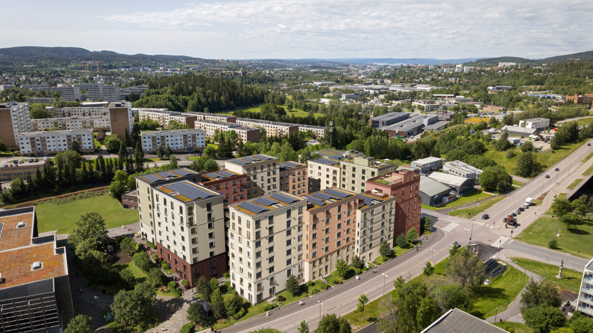 Boligkvartal. Fugleperspektiv. Illustrasjon.