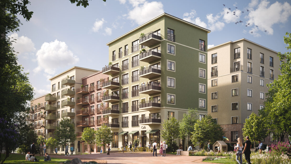 Boligkvartal. Illustrasjon.