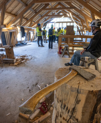 Utstillingsbygg på Folkemuseet under bygging. Byggeplassbefaring.