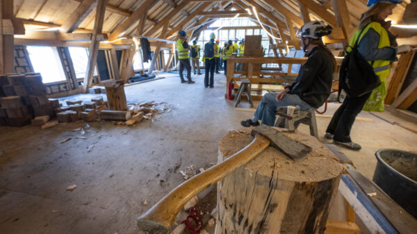 Utstillingsbygg på Folkemuseet under bygging. Byggeplassbefaring.