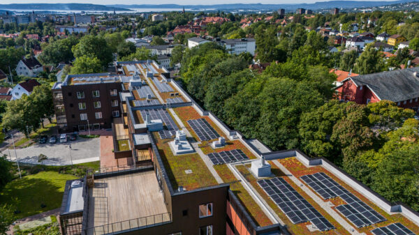 Flyfoto som viser Tåsenhjemmets omgivelser