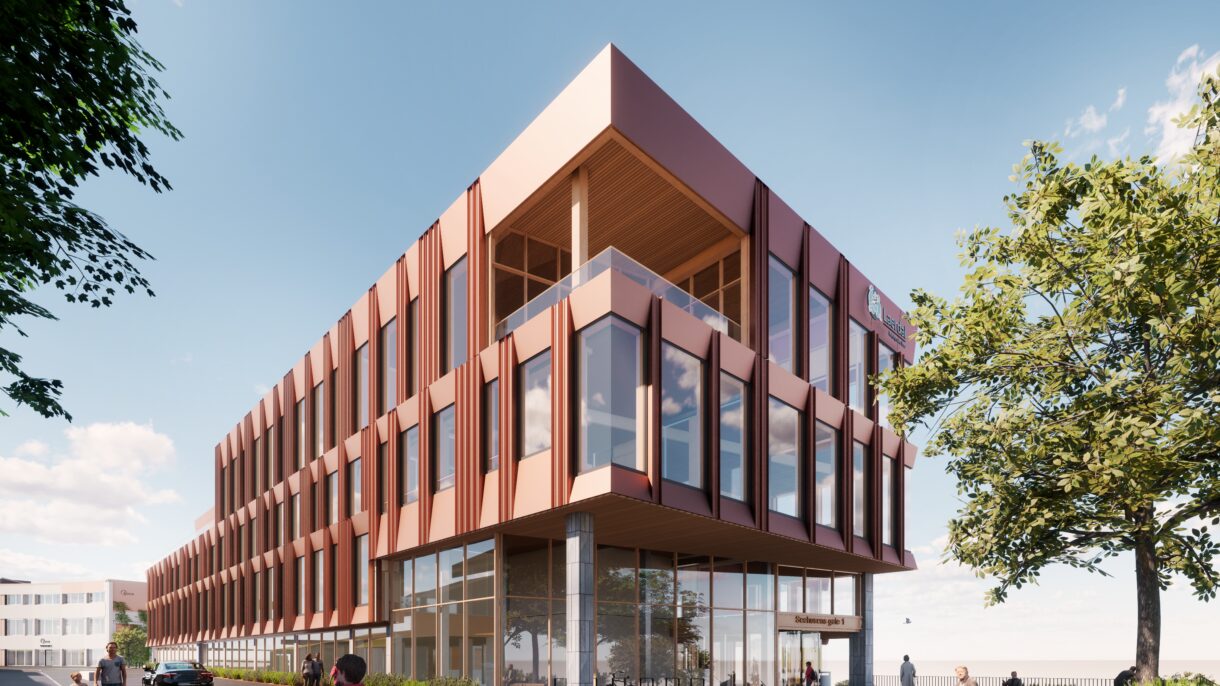 Kontorbygg. Illustrasjon.