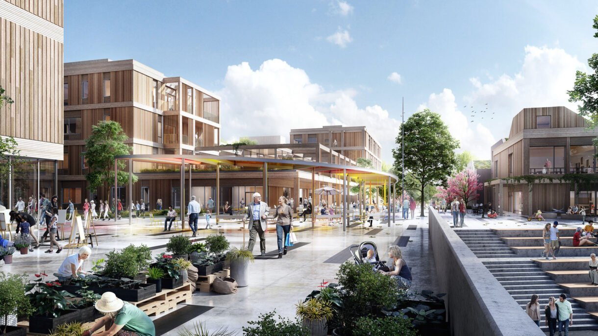 Okensøya er et av prosjektene du får høre mer om på webinaret. Ill.: Arkitektgruppen Lille Frøen AS og Arkitema Architects