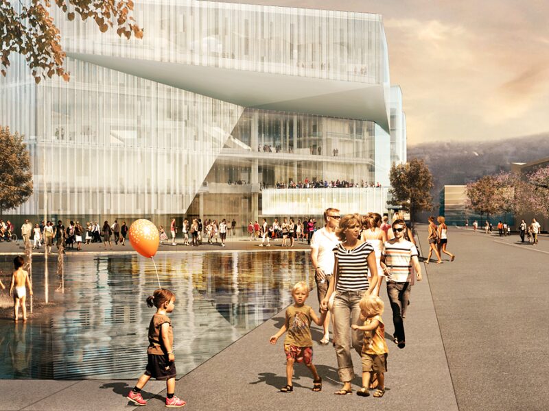 Nye Deichmanske Hovedbibliotek er et FutureBuilt-prosjekt. Fredag 3. februar er det grunnstensnedleggelse med påfølgende gjestebud. Ill.: Lund/Hagem Arkitekter og Atelier Oslo