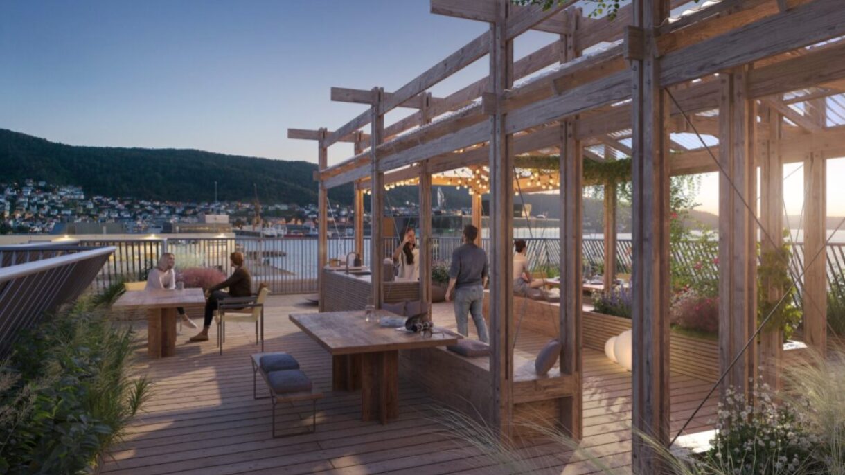 Nøstebukten Brygge er det nyeste FutureBuilt-prosjektet i Bergen. Ill.: Mad arkitekter og Tredje Natur