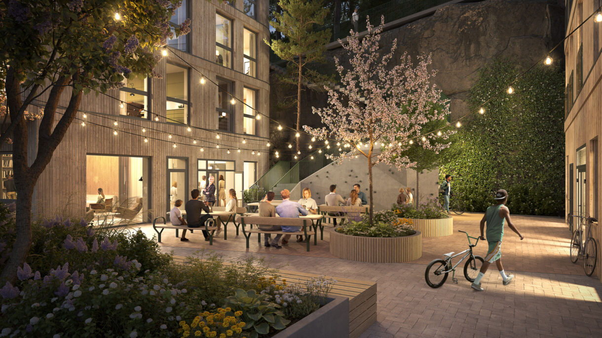 Mange ønsker å dele leilighet, og nå i Fyrstikkbakken  14 vil det bli mulig å bo i såkalte venneleiligheter. Arkitekt og ill.: LINK Arkitektur AS