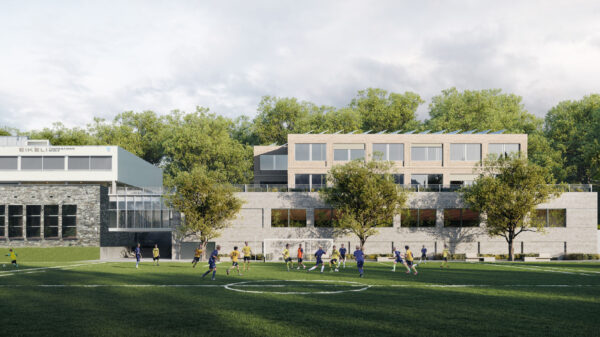 Eikeli videregående skole er et forbildeprosjekt i FutureBuilt. Ill.: Nordic - Office of Architecture