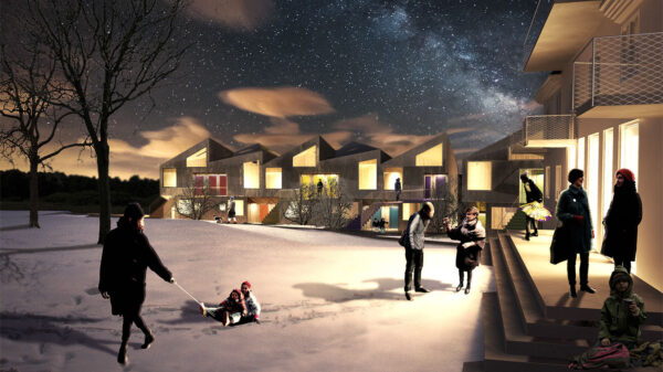 God jul! Ill.: Ulsholtveien 31, tegnet av Haugen/Zohar arkitekter. Utbygger er Stiftelsen Betanien Oslo.