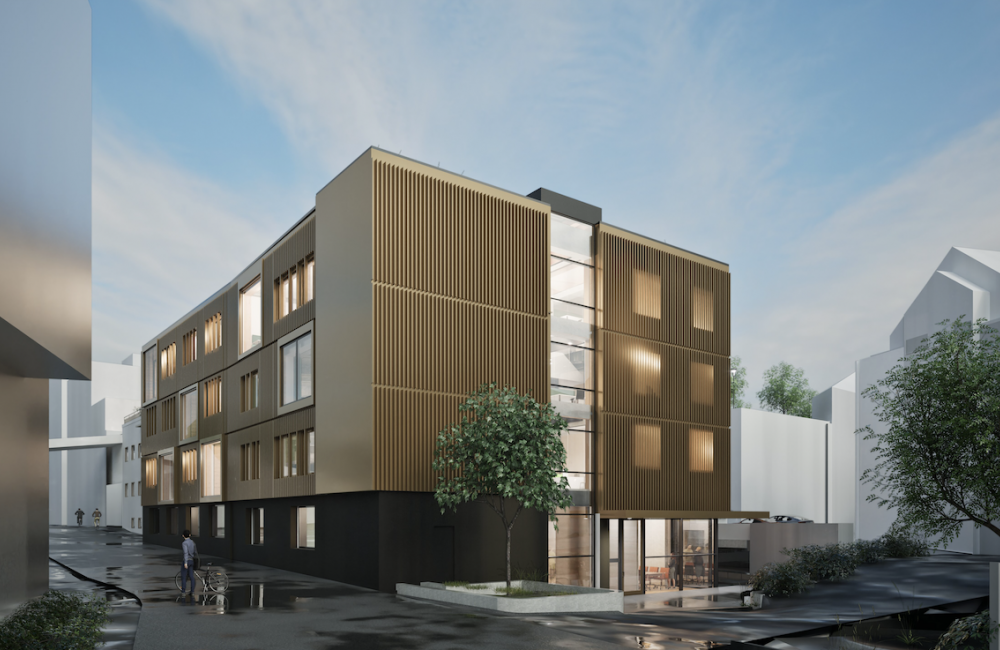 Føniks i Bergen skal rehabiliteres med tilnærmet 100 prosent ombruk. Ill.: Artec