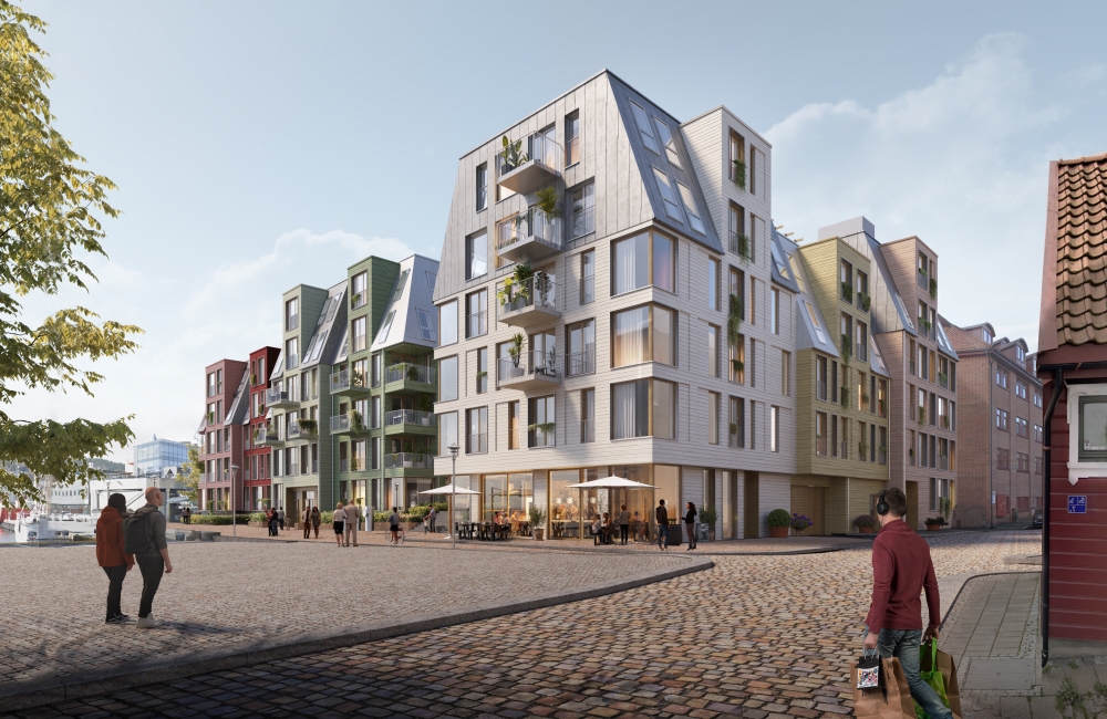 Nøstebukten Brygge er det nyeste FutureBuilt-prosjektet i Bergen. Ill.: Mad arkitekter og Tredje Natur
