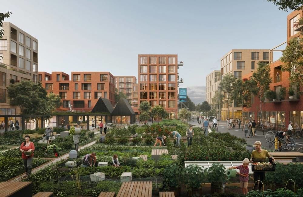 OBOS sitt prosjekt på Fornebu, som er et forbildeprosjekt i FutureBuilt, er blant det du får høre om på frokostmøtet. Ill.: Transborder Studio OBOS sitt prosjekt på Fornebu, som er et forbildeprosjekt i FutureBuilt, er blant det du får høre om på frokostmøtet. Ill.: Transborder Studio