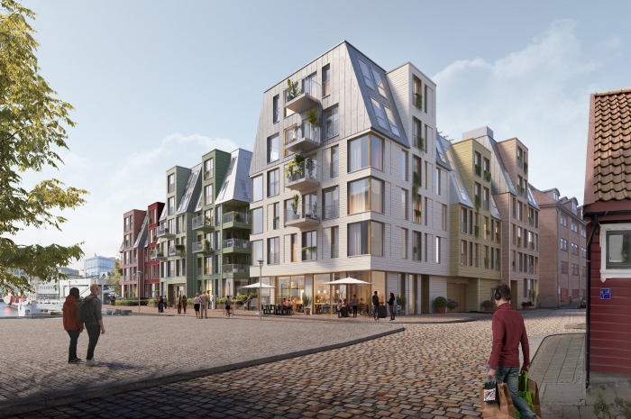 Nøstebukten Brygge er det nyeste FutureBuilt-prosjektet i Bergen. Ill.: Mad arkitekter og Tredje Natur