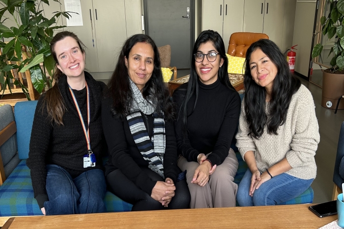 Zeena Beale, koordinator Romsås kulturhus, Sangita Biswass og Rusha Kanagalingam fra Nettverkshuset og Paloma León, prosjektleder i Bydel Grorud